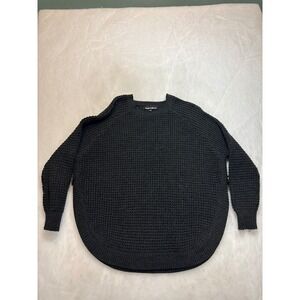 Ronnie Salloway Charcoal Gray Waffle Knit Sweater Button Detail Medium